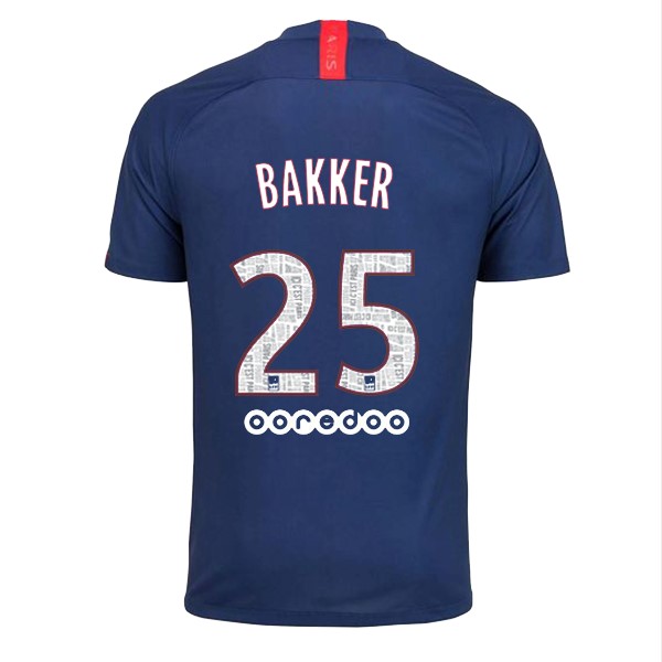 Camiseta Paris Saint Germain NO.25 Bakker Primera equipación 2019-2020 Azul